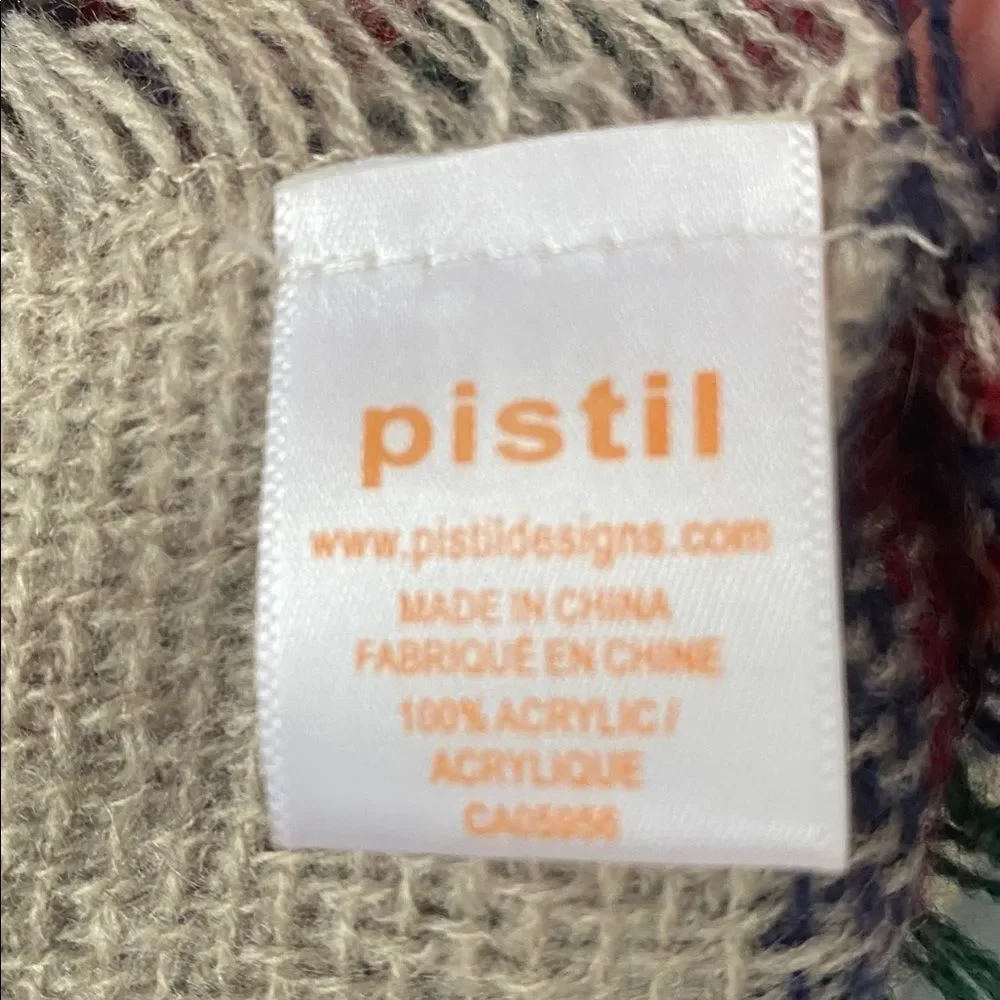 Pistil Soft Beige Red Green Oversized Scarf Casual Chic Boho Preppy Academia
